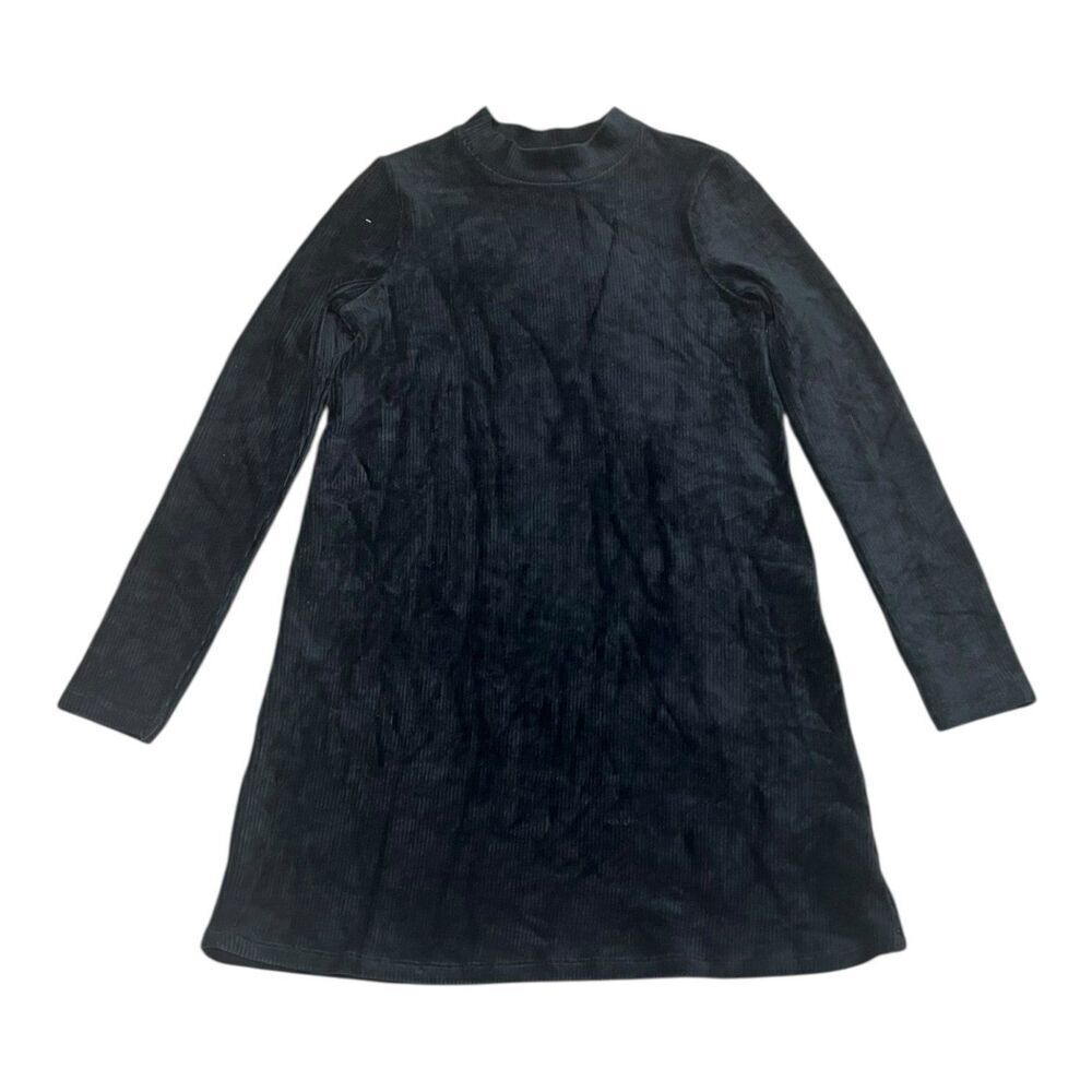 Nordstrom Black Corduroy Mock Neck Shift Dress Girls L